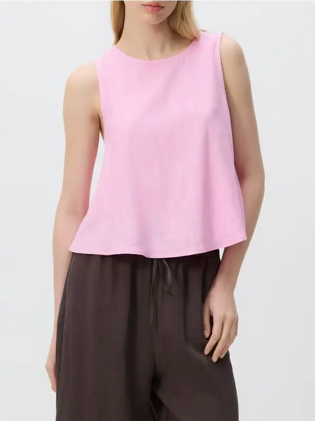 Top in misto lino - rosa pastello