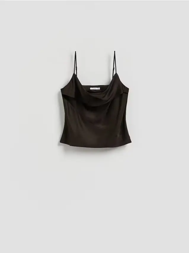 Top in misto viscosa - marrone scuro