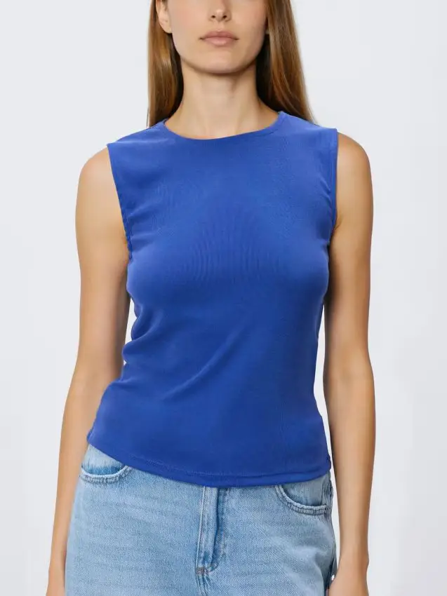 Top in viscosa - blu scuro