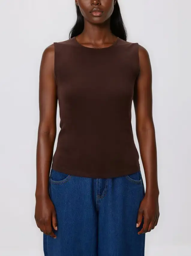 Top in viscosa - marrone scuro