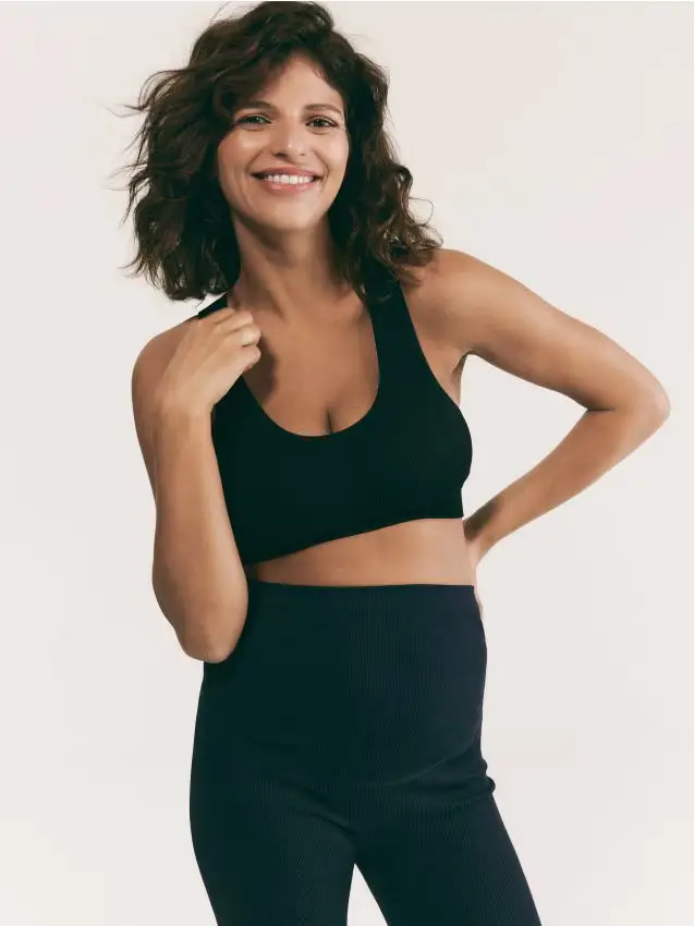 Top senza cuciture in stile sportivo - nero