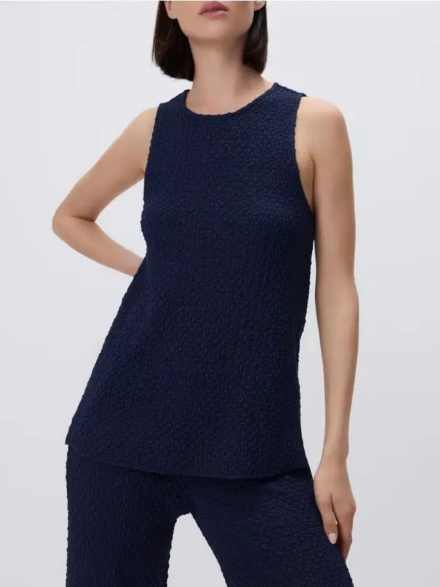 Top strutturato - blu scuro