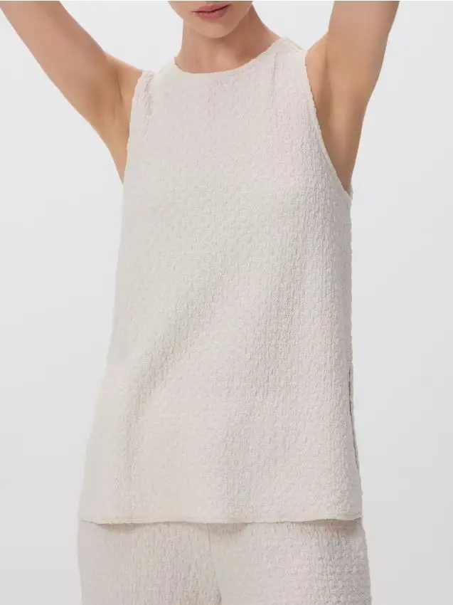 Top strutturato - panna