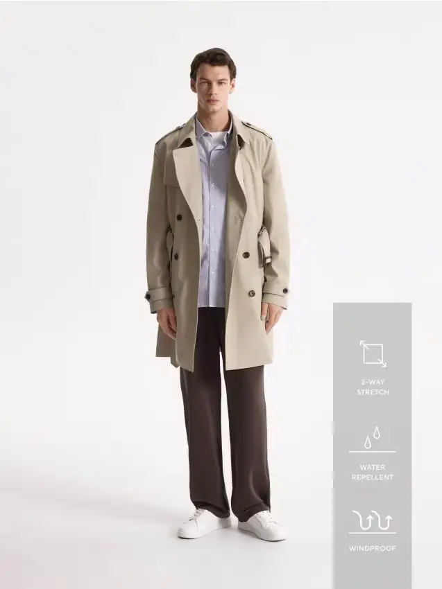 Trench classico con cintura - beige