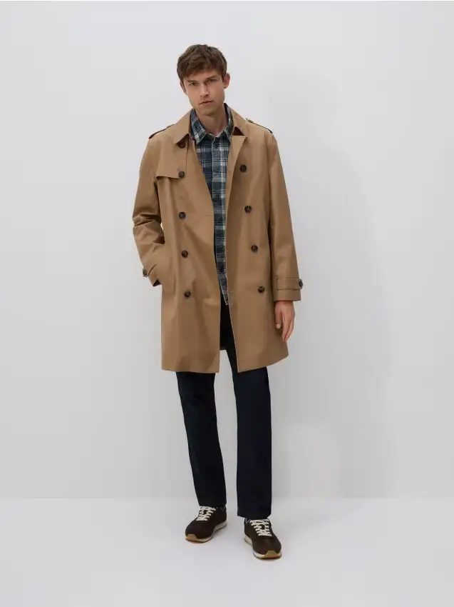 Trench classico con cintura - marrone dorato