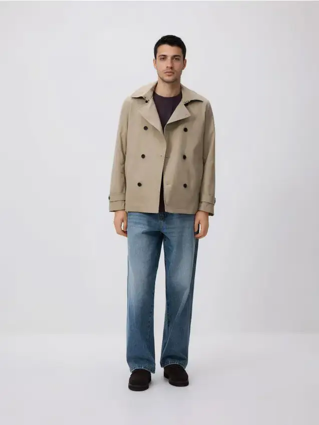 Trench corto a doppio petto - beige