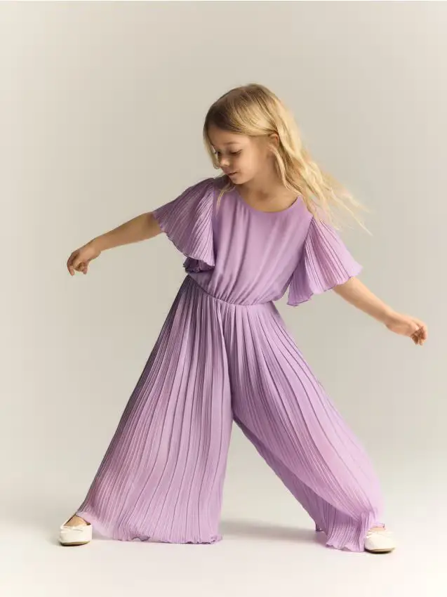 Tuta in tessuto plissettato - lavanda