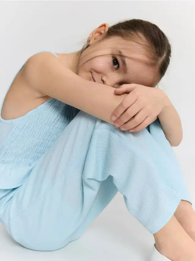 Tuta in tessuto stropicciato - blu pallido