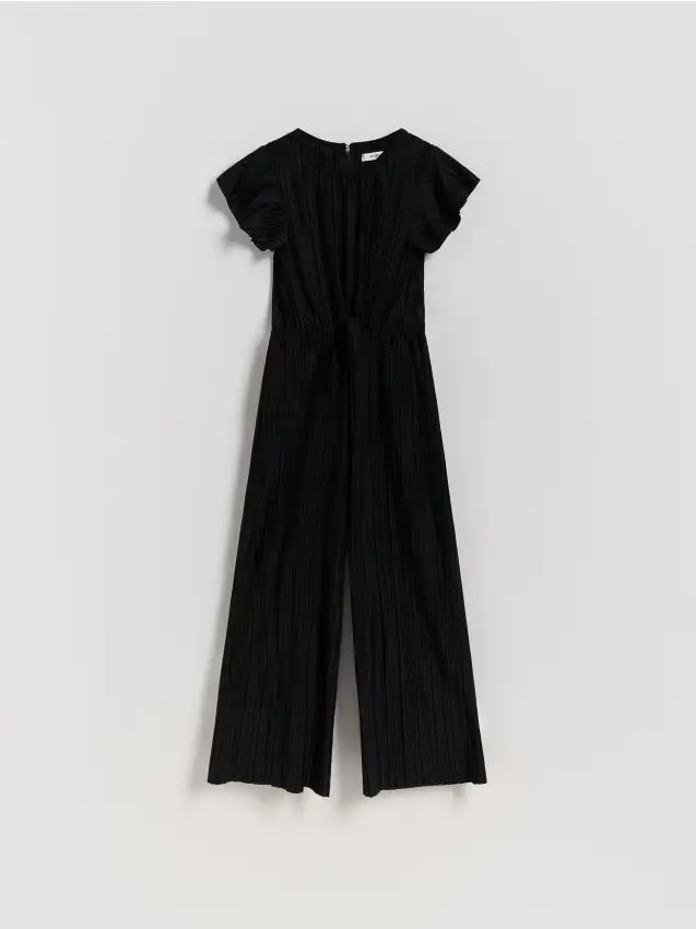 Tutina in tessuto strutturato - nero