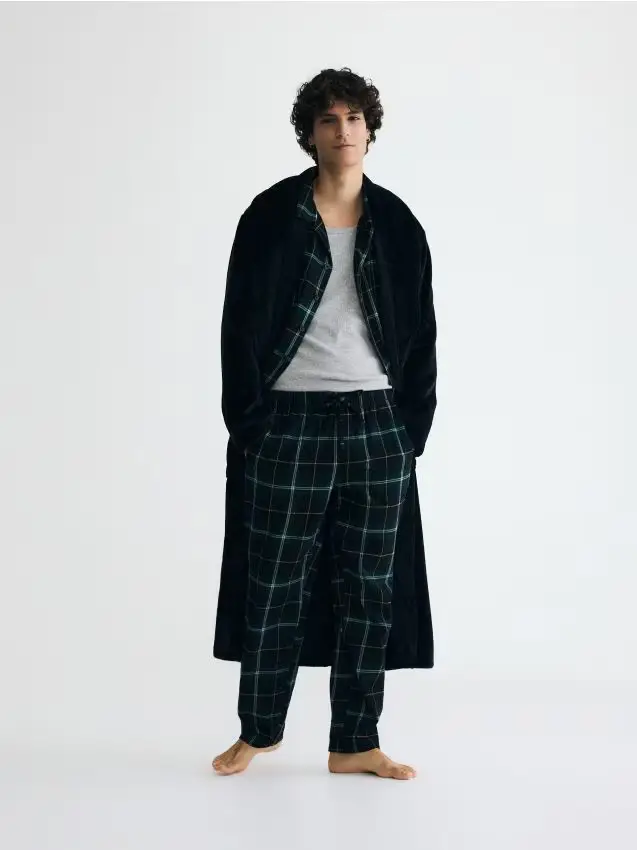 Vestaglia con cintura da annodare in vita - nero