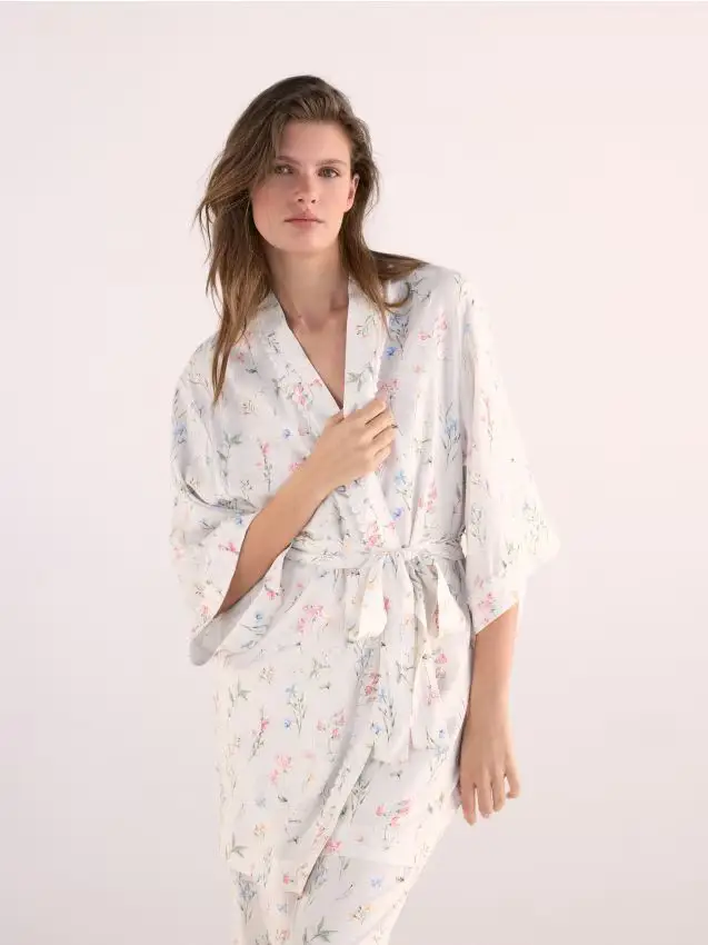 Vestaglia in viscosa fantasia - nude