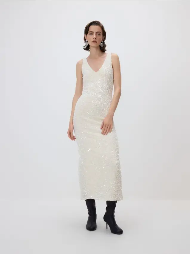 Vestito a paillette - nude