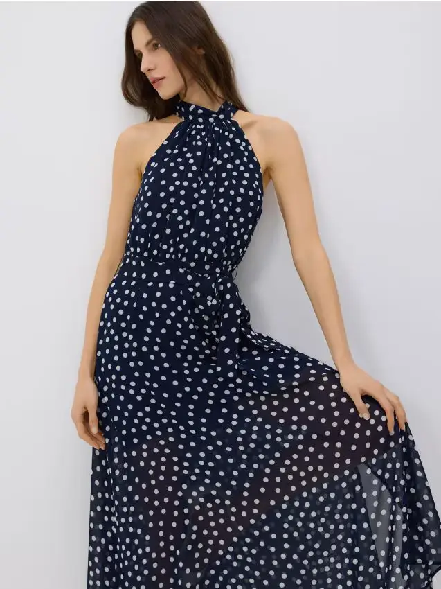 Vestito con cintura a catena - blu scuro