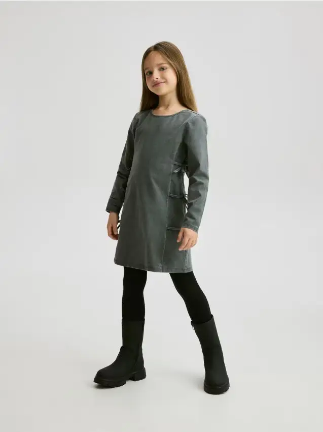 Vestito con fiocchi - grigio scuro