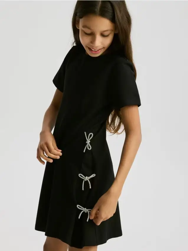 Vestito con fiocchi - nero