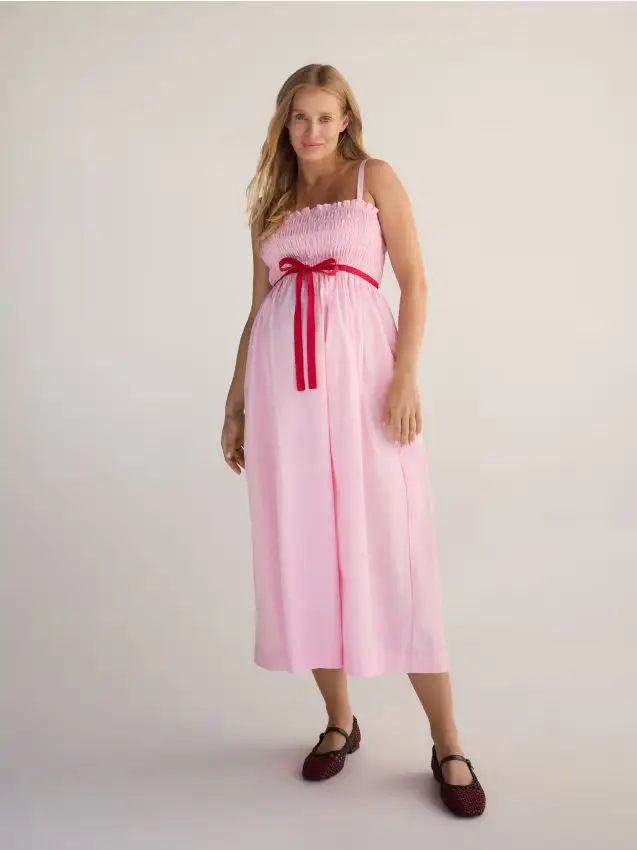 Vestito con fiocco - fucsia