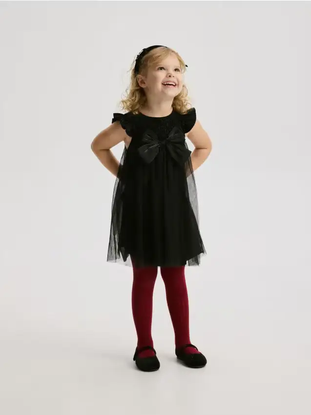 Vestito con fiocco - nero