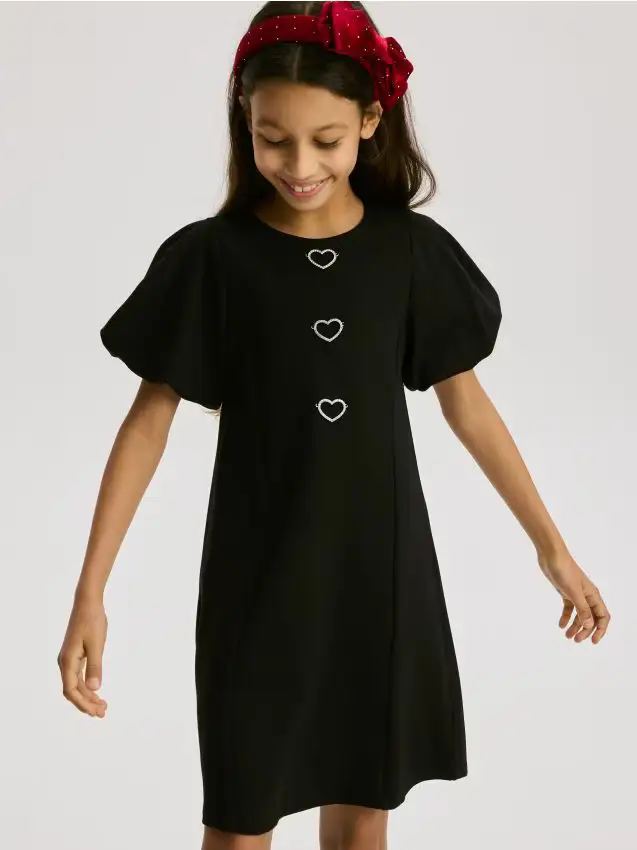 Vestito con maniche a palloncino - nero