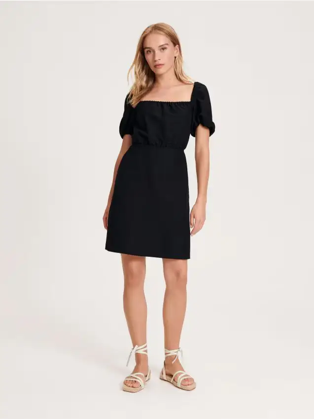 Vestito con maniche a palloncino - nero