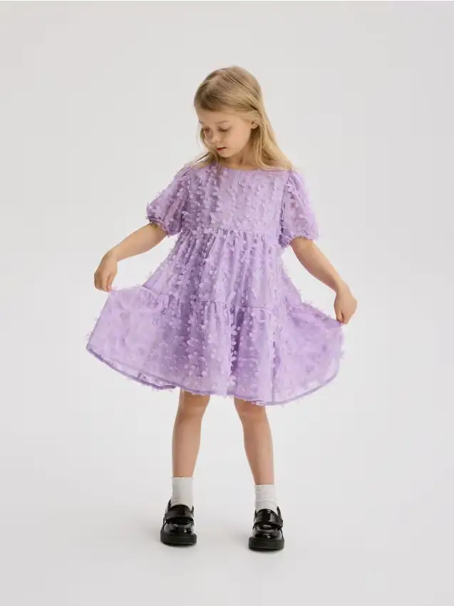 Vestito con maniche a palloncino - orchidea