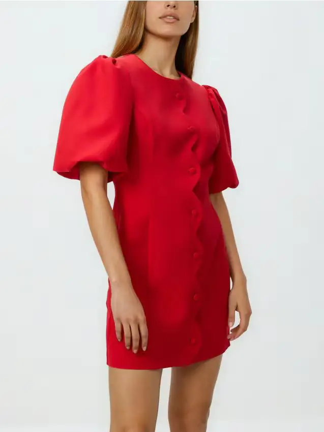 Vestito con maniche a palloncino - rosso