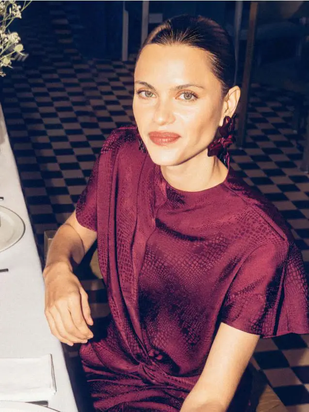 Vestito con motivo animalier - maroon