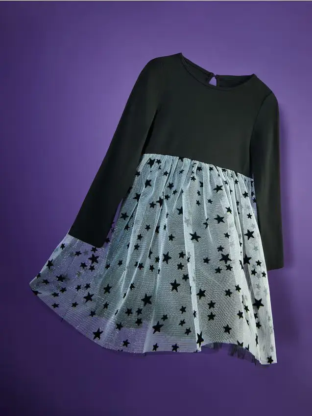 Vestito con orlo in tulle - nero