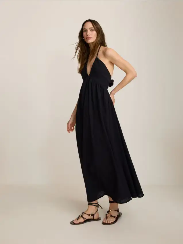 Vestito con scollatura americana - nero