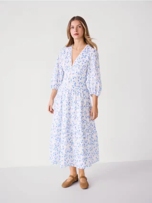 Vestito fantasia fiori - azzurro