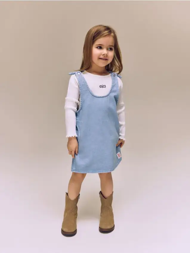 Vestito in denim con spalline - azzurro