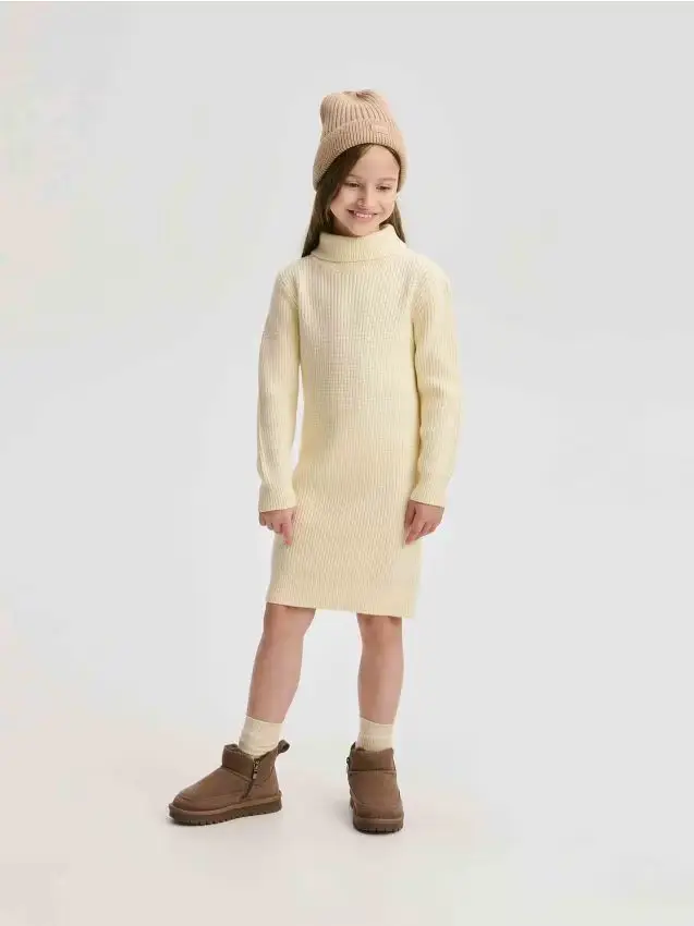 Vestito in maglia a righe - panna