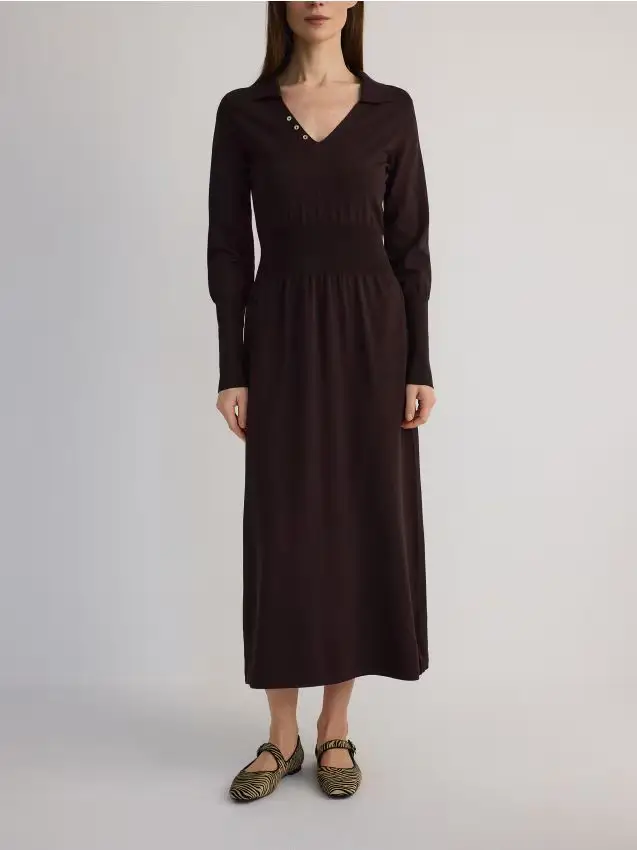 Vestito in maglia con viscosa - marrone scuro