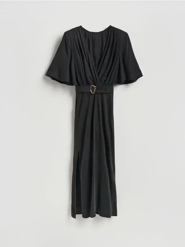 Vestito in misto cupro - nero