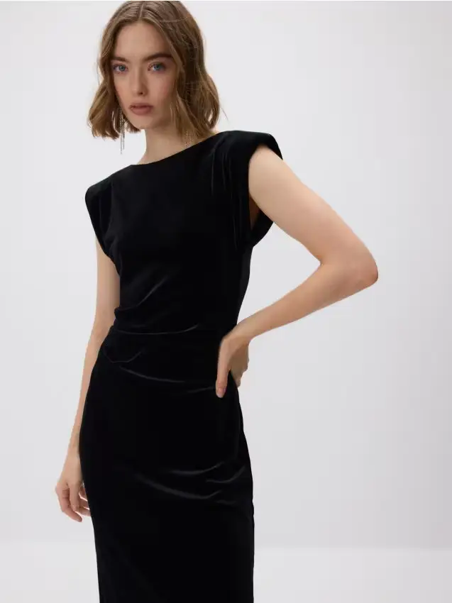 Vestito in velour - nero