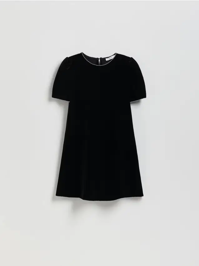 Vestito in velour - nero