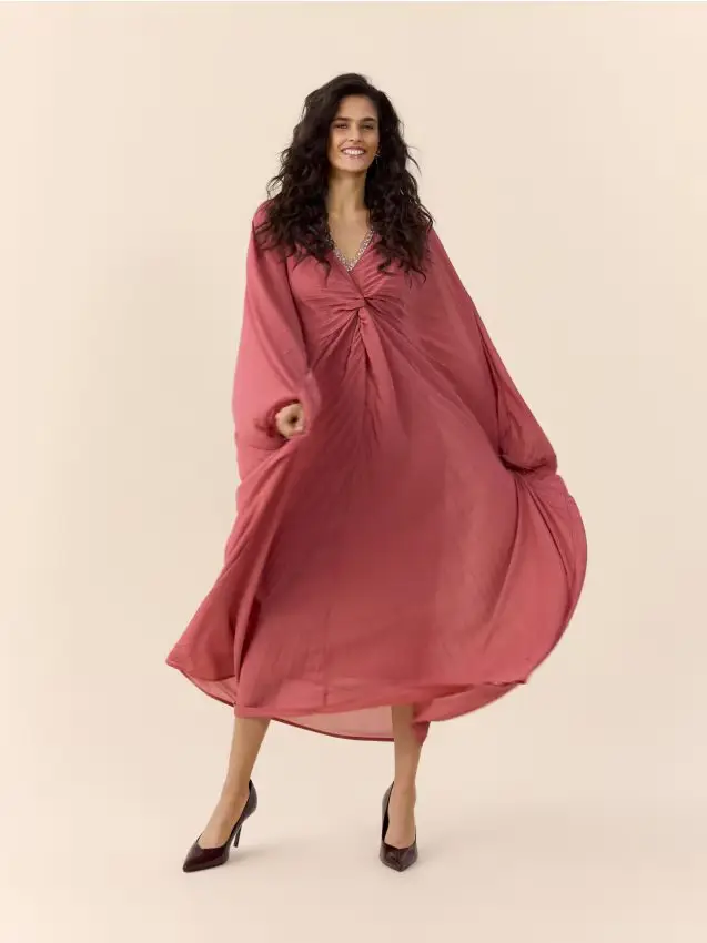 Vestito kimono plissettato - rosa