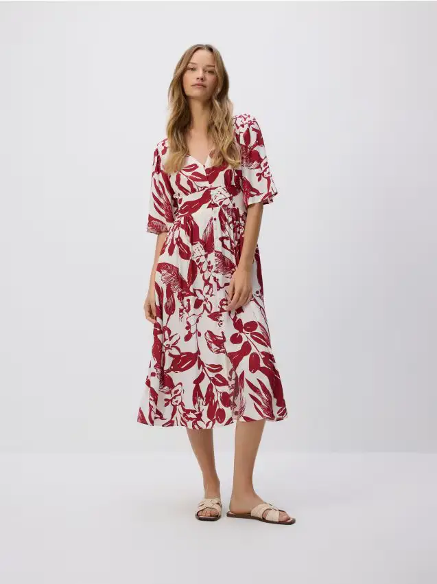 Vestito midi fantasia - rosso