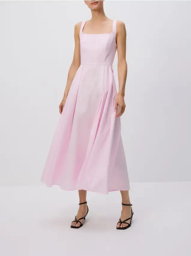 Vestito midi in cotone - rosa