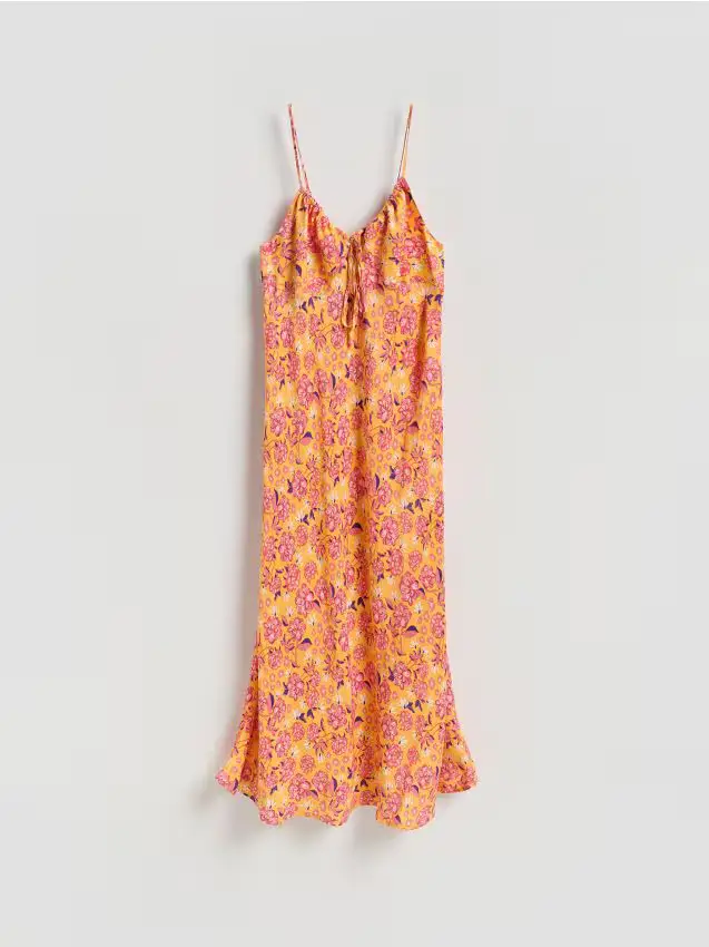 Vestito midi in misto viscosa - giallo chiaro