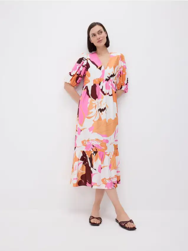 Vestito midi in misto viscosa - multicolore