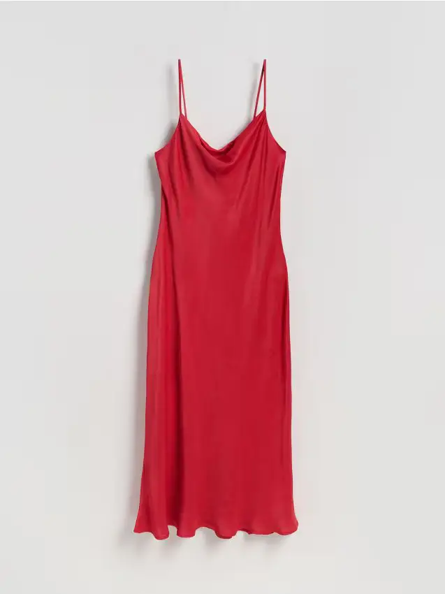Vestito midi in misto viscosa - rosso