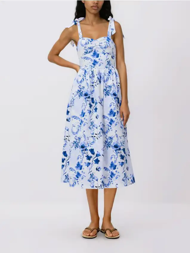 Vestito midi stampa floreale - blu pallido