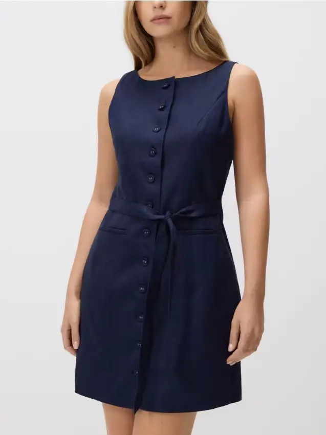 Vestito mini in lino - blu scuro