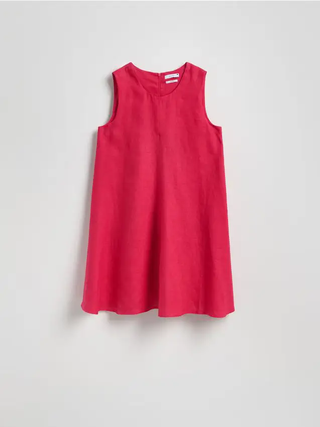 Vestito mini in lino - fucsia