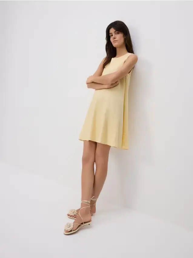 Vestito mini in lino - giallo chiaro