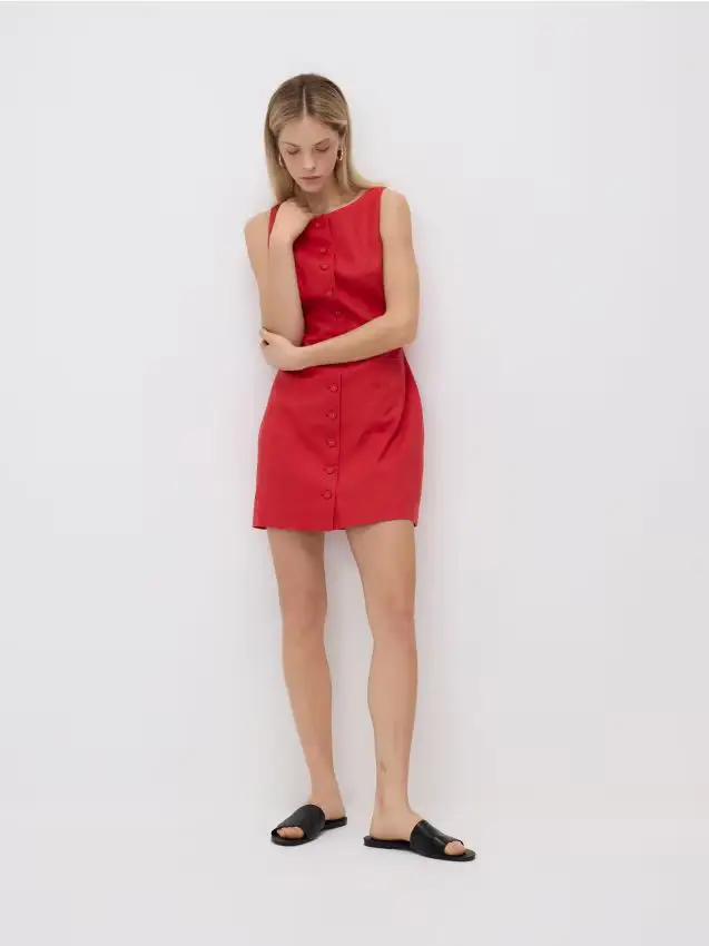 Vestito mini in lino - rosso