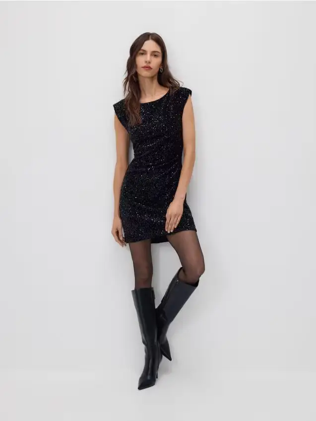 Vestito mini luccicante - nero