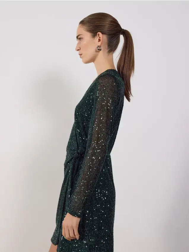 Vestito mini luccicante - verde