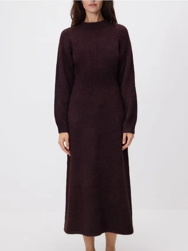 Vestito misto lana - mogano