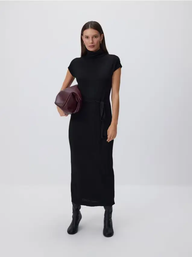 Vestito misto lana - nero